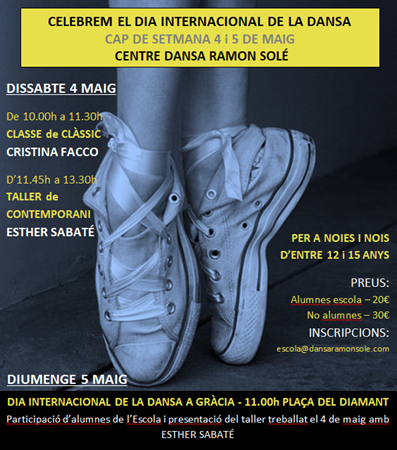 INTENSIU CAP DE SETMANA 4 i 5 DE MAIG | Blog - Escola de dansa Ramon Solé - Escola de dansa a Gracia, Barcelona