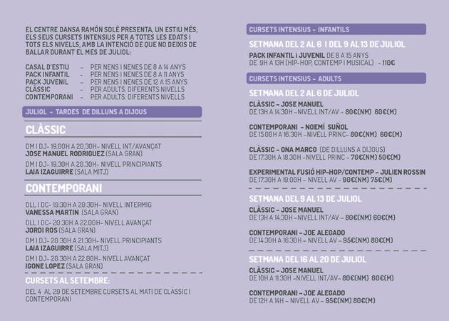 CURSETS JULIOL 2018 | Blog - Escola de dansa Ramon Solé - Escola de dansa a Gracia, Barcelona