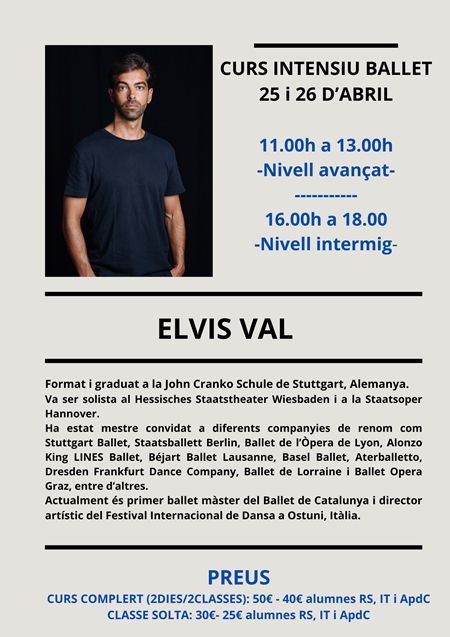 25/26 ABRIL INTENSIU DANSA CLÀSSICA PER ADULTS AMB ELVIS VAL | Escola de dansa Ramon Solé - Escola de dansa a Gracia, Barcelona