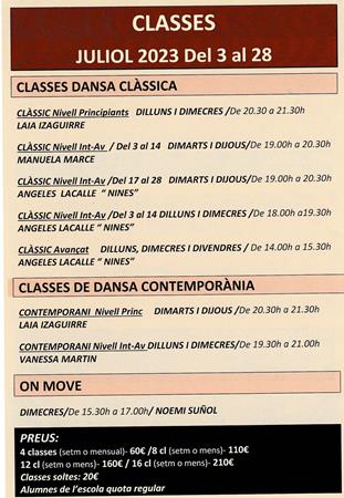 CLASSES JULIOL 23 | Escola de dansa Ramon Solé - Escola de dansa a Gracia, Barcelona