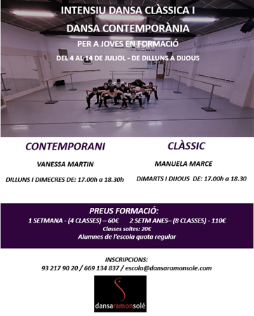 INTENSIU JOVES EN FORMACIO CLÀSSIC i CONTEMPORANI | Blog - Escola de dansa Ramon Solé - Escola de dansa a Gracia, Barcelona